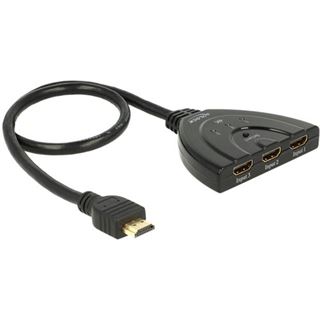 Delock Switch HDMI 3 in > 1 out HDMI 4K UHD mit Kabel 50 cm