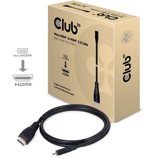 (&euro;16,90*/1m) 1.00m Club 3D HDMI2.0 Anschlusskabel High-Speed mit