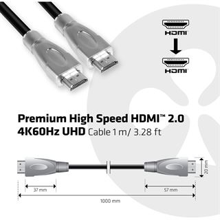 (&euro;12,90*/1m) 1.00m Club 3D HDMI2.0 Anschlusskabel High-Speed mit