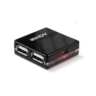 Lindy USB-Hub 2.0 Mini Hub 4 Port 4x4cm Bus powered only