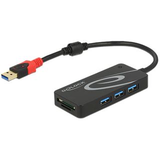 DeLOCK 3 Port USB Hub + Cardreader, USB-A 3.0