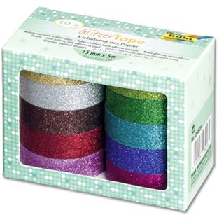 folia Deko-Klebeband "Glitter Tape", 10-farbig sortiert