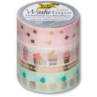 folia Deko-Klebeband Washi-Tape Hotfoil, 4er Set, gold