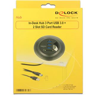 Delock HUB USB 3.0 Tisch-Hub 60 mm 3 x USB 3.0 Ports + Card