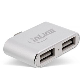InLine Mini USB 2.0 Hub USB C Stecker auf 2x USB A Buchse silber