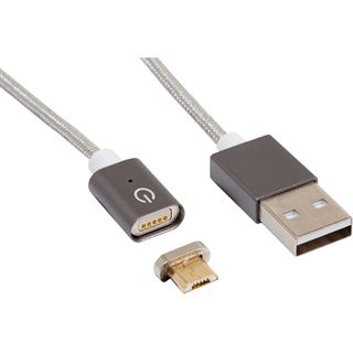 RealPower Magnetic Tablet Sync-/Ladekabel Micro-USB 1m silber
