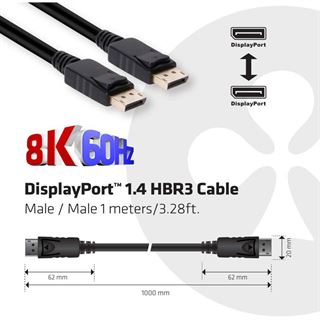 Club 3D Kabel Video DisplayPort 1.4 HBR3 ST/ST 1,0m 28AWG