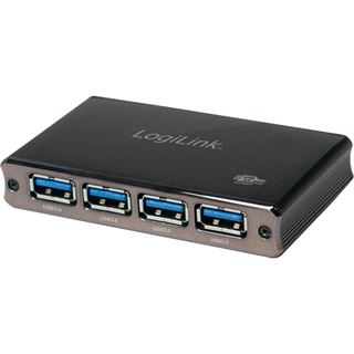 LogiLink USB 3.0 Hub mit Netzteil, 4 Port, Aluminiumgehäuse