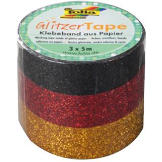 folia Deko-Klebeband Glitzer-Tape, schwarz/rot/gold