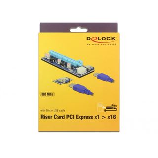 Delock Riser PCI Express Karte x1 > x16 mit 60cm USB Kabel