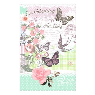 SUSY CARD Geburtstagskarte "Rosen-Schmetterling"