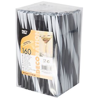 PAPSTAR Cocktail-Trinkhalme "Wave", schwarz/weiß
