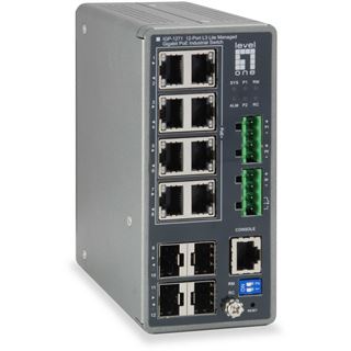 LevelOne Industrial Switch 12-Port L3 Lite Gigabit PoE 240W