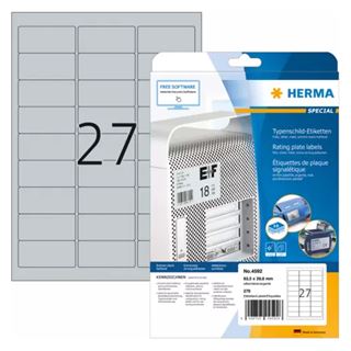 HERMA Typenschild-Etiketten SPECIAL, 63,5 x 29,6 mm, silber