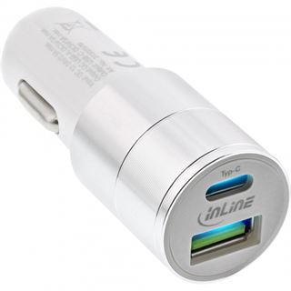 InLine USB KFZ Ladegerät Quick Charge 3.0 USB-A+USB-C, weiß