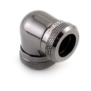 XSPC Adapter 2x 14mm Hard-Tube - 90 Grad Winkel, chromschwarz