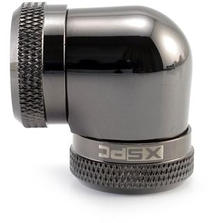 XSPC Adapter 2x 14mm Hard-Tube - 90 Grad Winkel, chromschwarz