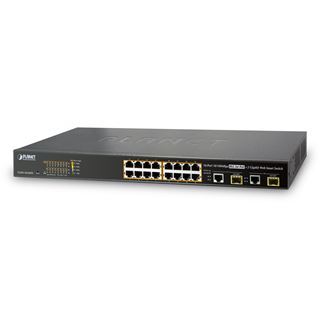 ASSMANN PLANET 16-Port 10/100TX 802.3at PoE + 2-Port GE TP/SFP Switch