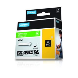 Dymo RHINO Vinyl-Schriftband 19 mm x 5,5 m, wei&szlig;/gr&uuml;n