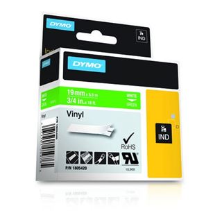 Dymo RHINO Vinyl-Schriftband 19 mm x 5,5 m, wei&szlig;/gr&uuml;n