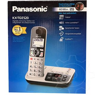 Panasonic KX-TGE520GS schnurloses Single-DECT Telefon, silber-schwarz