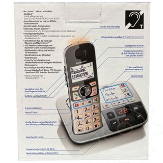 Panasonic KX-TGE520GS schnurloses Single-DECT Telefon, silber-schwarz