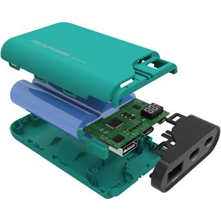 REALPOWER PB-7500C 7.500mAh mAh Gruen mit USB-C In/Out, Micro-USB In,