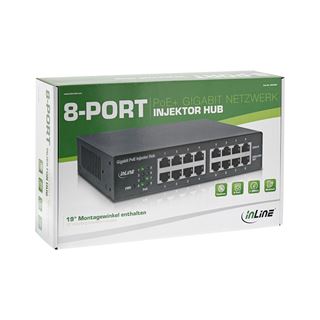 InLine PoE+ Gigabit Netzwerk Injektor Hub 8 Port (8x PoE+), 1GBit/s,