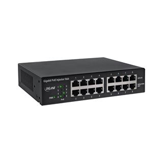 InLine PoE+ Gigabit Netzwerk Injektor Hub 8 Port (8x PoE+), 1GBit/s,