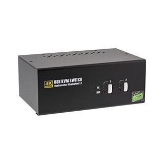 InLine KVM Desktop Switch, 2-fach, Dual-Monitor DisplayPort 1.2, 4K,