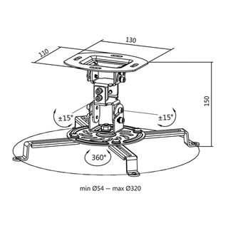 LogiLink Beamer Halterung Bis 25kg - Deckenmontage Mit 135mm Arm