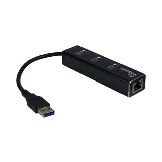 Inter-Tech USB Adapter USB 3.0 USB A Stecker auf RJ45 Buchse + 3x USB