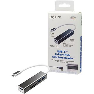 LogiLink USB-C 3-port HUB mit Kartenleser