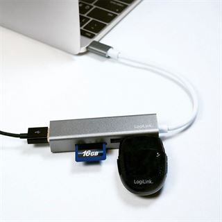 LogiLink USB-C 3-port HUB mit Kartenleser