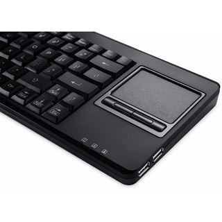 Perixx Tastatur, PERIBOARD-515 H Plus, Touchpad, 2x extra USB-Hubs,