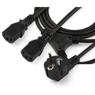 (€6,45*/1m) 2.00m Startech Kaltgeräte Y-Kabel CEE7 Stecker