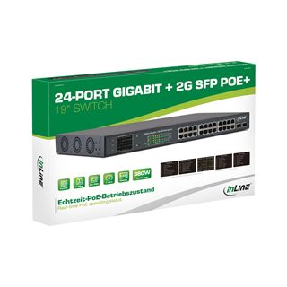 InLine PoE+ Gigabit Netzwerk Switch 24 Port, 1GBit/s, 2xSFP, 19"