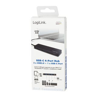 LogiLink USB 3.1 HUB 3+1-port Type-C schwarz