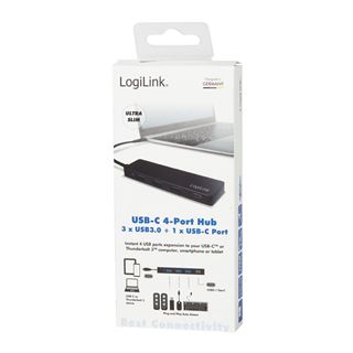 LogiLink USB 3.1 HUB 3+1-port Type-C schwarz