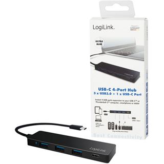 LogiLink USB 3.1 HUB 3+1-port Type-C schwarz