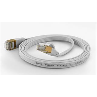 0.10m wantec Cat. 6a Patchkabel flach FTP RJ45 Stecker auf RJ45