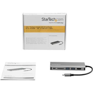 Startech USB C Multiport Adapter mit HDMI - 4K - SD Leser - 2x USB-A