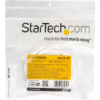 Startech 4m USB-C auf USB-C Kabel 5A Power Delivery weiss