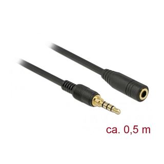 Delock Verlängerung Klinke 3.5mm 4Pin St > Bu 0.5m schwarz