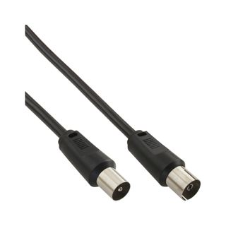 5.00m InLine Antennenkabel Koax Buchse auf Koax Stecker Schwarz 75dB