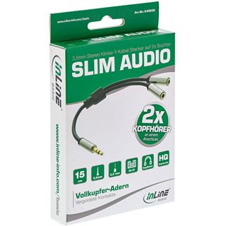 (€26,00*/1m) 0.15m InLine Audio Y-Kabel Slim 3.5mm Klinke