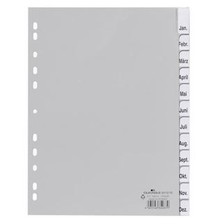 Durable Ordnerregister PP Tabe blanko f A4 12Blatt grau