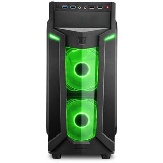 Sharkoon VG6-W LED grün mit Sichtfenster Midi Tower ohne