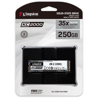 250GB Kingston KC2000 M.2 2280 PCIe 3.0 x4 NVMe 1.3 3D-NAND TLC