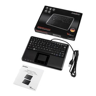 Perixx PERIBOARD-510 H PLUS ES, Mini USB-Tastatur, Touchpad, Hub,